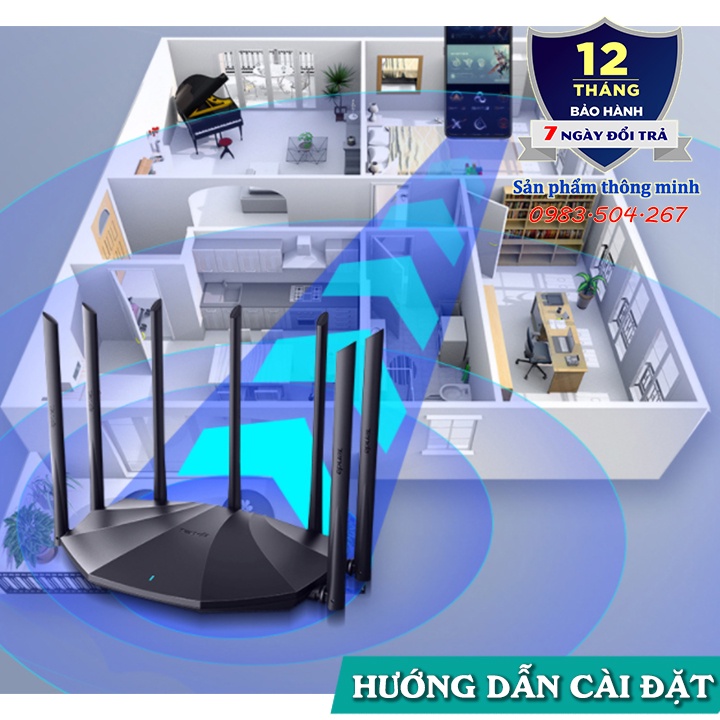 Bộ phát Wifi Router Tenda AC23 - 2 băng tần 2,4GHz + 5GHz - Tốc Độ 2100Mbps - 7 anten 6dbi - Giao diện Tiếng Anh | BigBuy360 - bigbuy360.vn