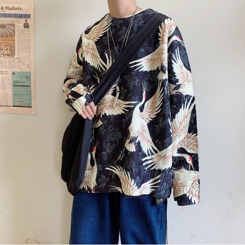 Áo Sweater Cổ Tròn Dáng Rộng Thời Trang Thu Đông Cho Nam Giới Có Size M-2XL
