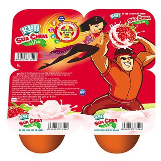 E - Lốc 4 Sữa Chua Ăn Kun Dâu 75G