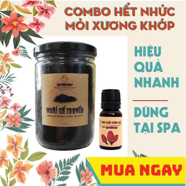 COMBO HẾT ĐAU NHỨC MỎI XƯƠNG KHỚP SƯNG PHÙ TỪ GỪNG GIÓ, MUỐI THẢO DƯỢC NGÂM CHÂN - QUÊ MỘT CỤC - (HANDMADE)
