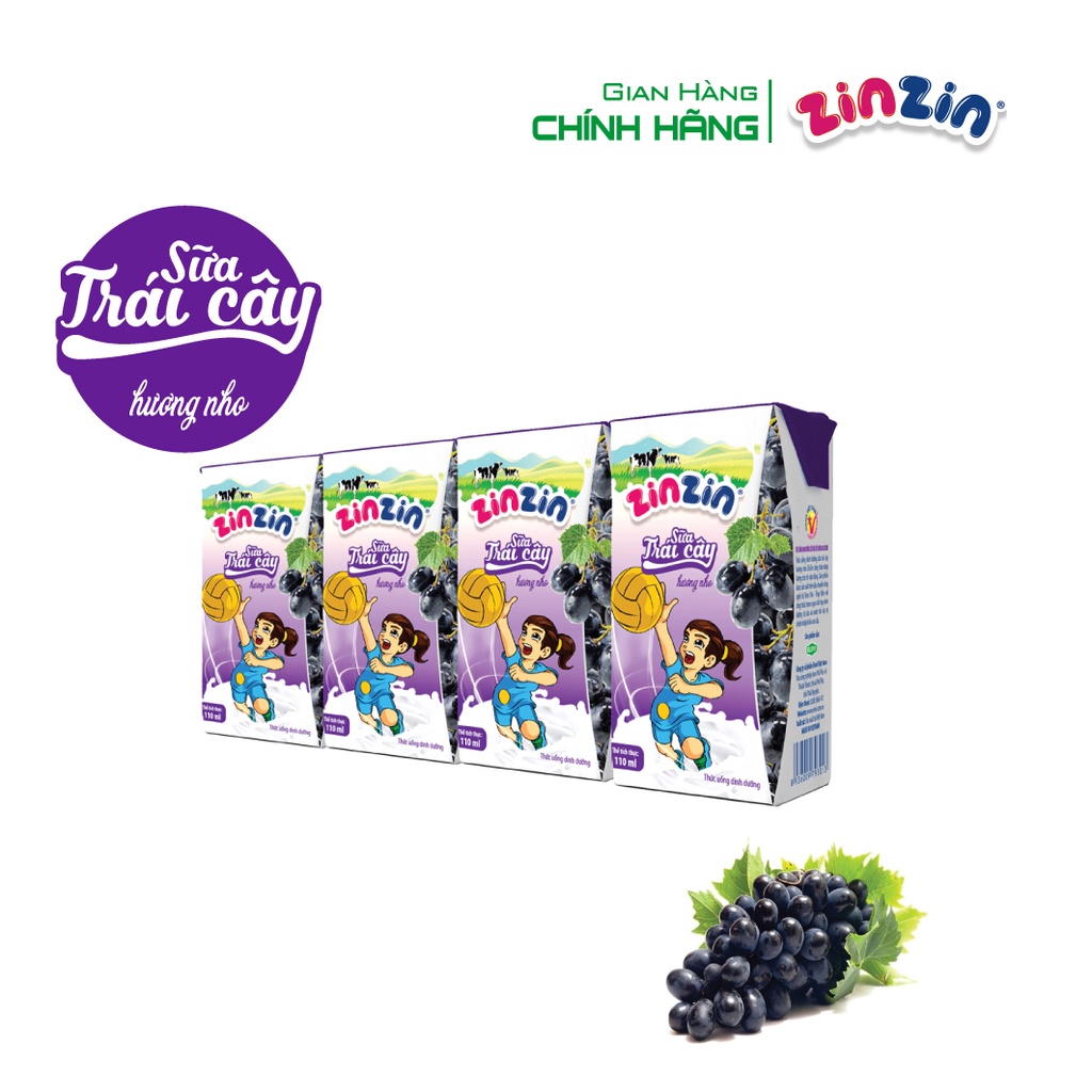 Thùng 48 hộp Sữa trái cây ZinZin hương nho 110ml
