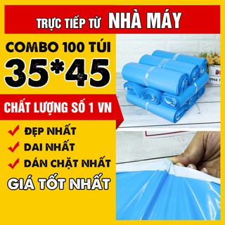 [TRỰC TIẾP TẠI NHÀ MÁY] 100 Túi Niêm Phong Đóng Hàng Cao Cấp Màu Xanh Blue Siêu Dai, Tiết Kiệm, Tiện Lợi Size 35x45
