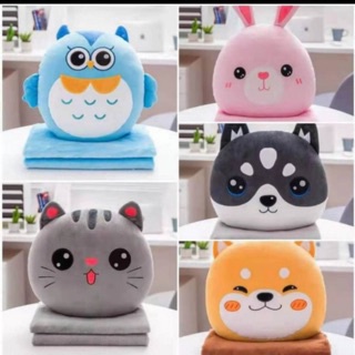 Bộ chăn gối văn phòng hình thú tròn ♥️♥️ bộ chăn kèm gối