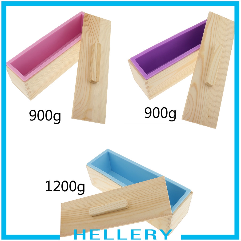 Khuôn Silicon Hình Chữ Nhật Làm Xà Phòng / Bánh Mì Kèm Hộp Gỗ DIY Mới