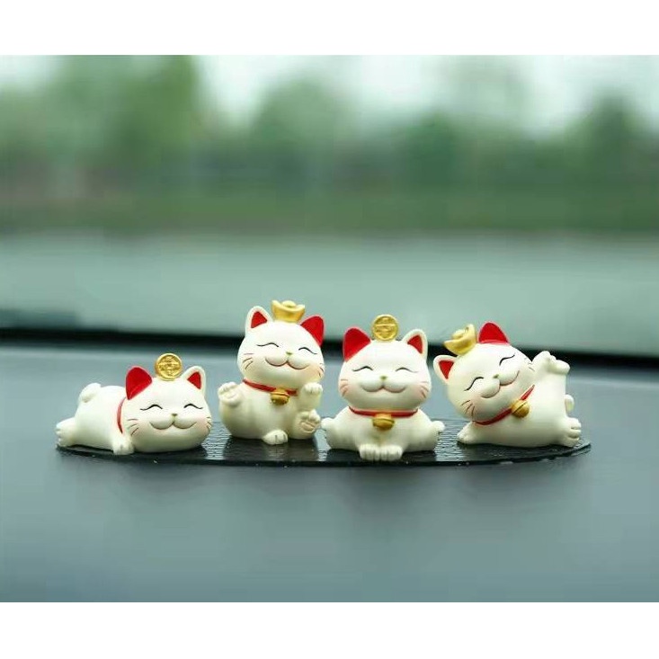 Decor bàn tượng mèo thần tài tạo dáng vui nhộn, trang trí xe hơi