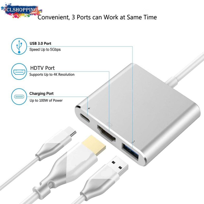 Đầu chuyển đổi Type-C sang HDMI độ phân giải 4K VGA USB C 3.0