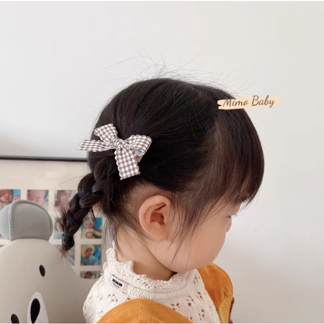 Set 3 kẹp tóc thắt nơ vải phong cách tiểu thư cho bé gái KT24 Mimo Baby