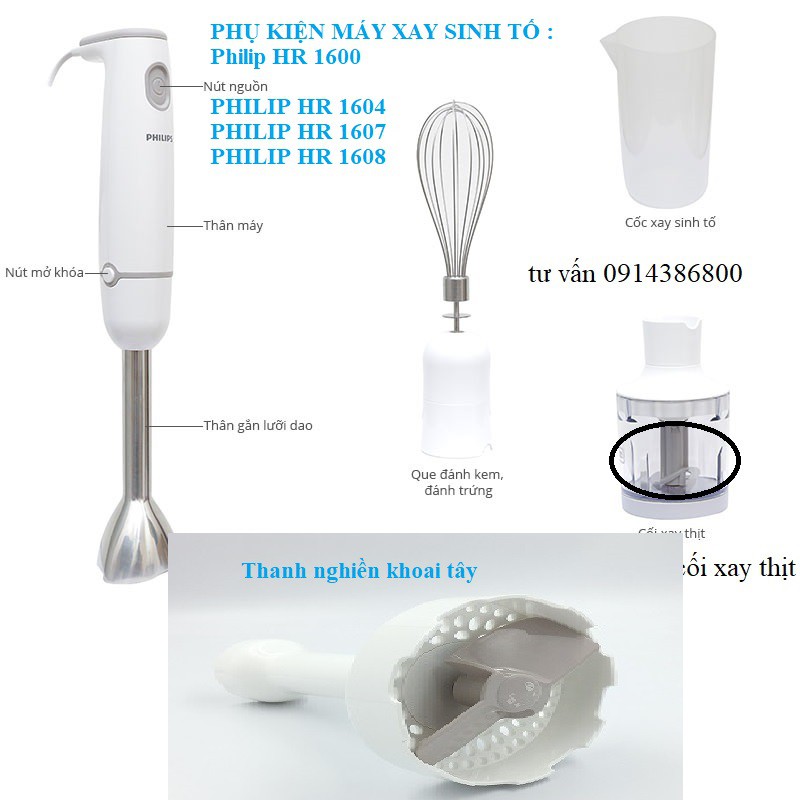 Phụ kiện máy xay cầm tay Philip HR1600 HR1604 HR1607 HR1608