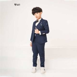 Bộ vest bé trai SANRO KIDS màu xanh kẻ sọc