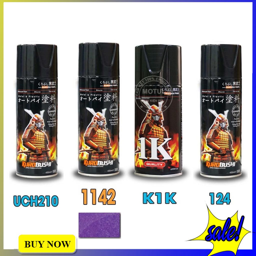 Combo 4 sơn Samurai màu tím ánh kim (gồm 64/1142 - UCH210 - 3/124 - K1K - Giấy nhám P800)