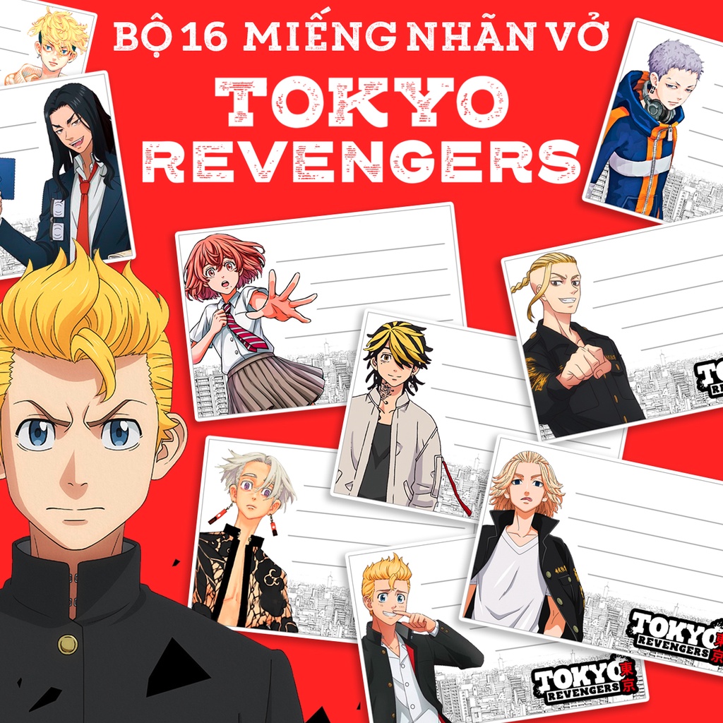 BỘ 16 NHÃN VỞ TOKYO REVENGERS - KỊCH TRƯỜNG CỦA TAKEMICHI - NHÃN VỞ TẬP HỌC SINH ANIME MANGA