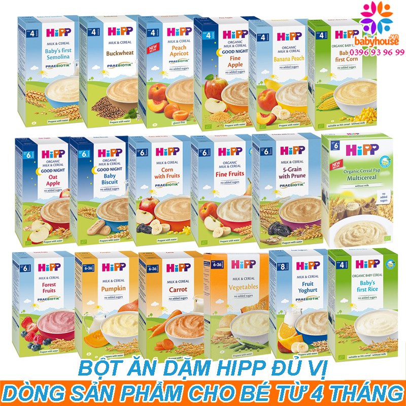 BỘT ĂN DẶM HIPP ORGANIC HỮU CƠ ĐỦ VỊ DATE MỚI 05/2021