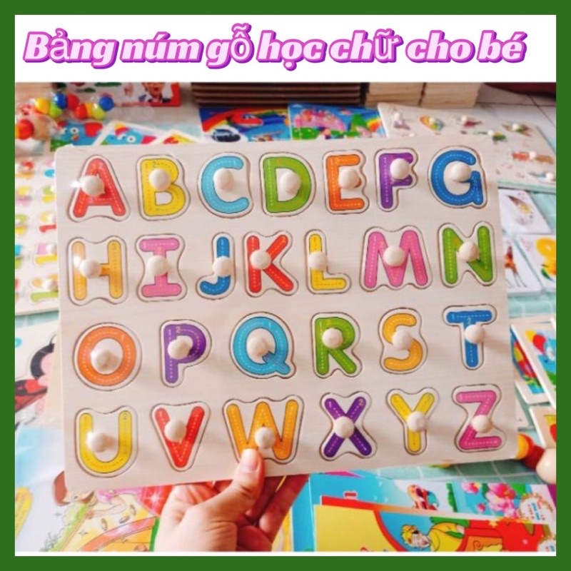 Bảng gỗ núm học chữ cho bé