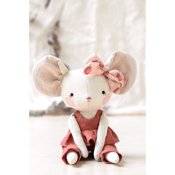 Kit nguyên liệu may thú nhồi bông , thêu tay búp bê handmade - Diy tự làm búp bê đang yêu- MIE HANDMADE SHOP