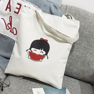 [BÁN SỈ] Túi tote vải bố đựng đồ canvas đeo vai đi học đi làm in hình búp bê ăn dưa hấu