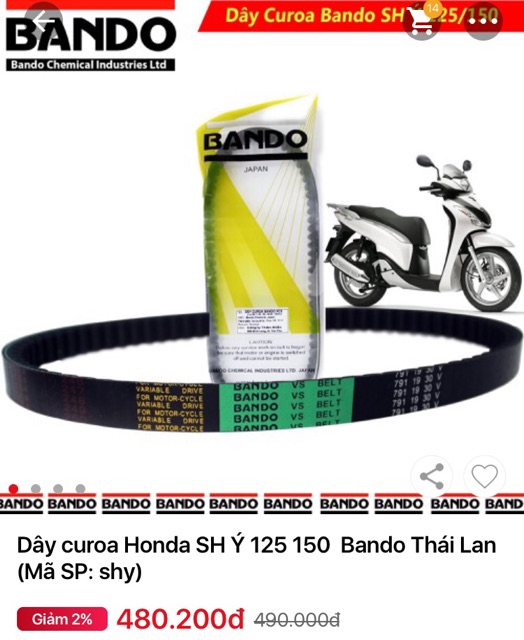 Dây đai truyền động Honda SH nhập 125/ 150 ý Bando chính hãng ( phụ tùng xe tay ga )