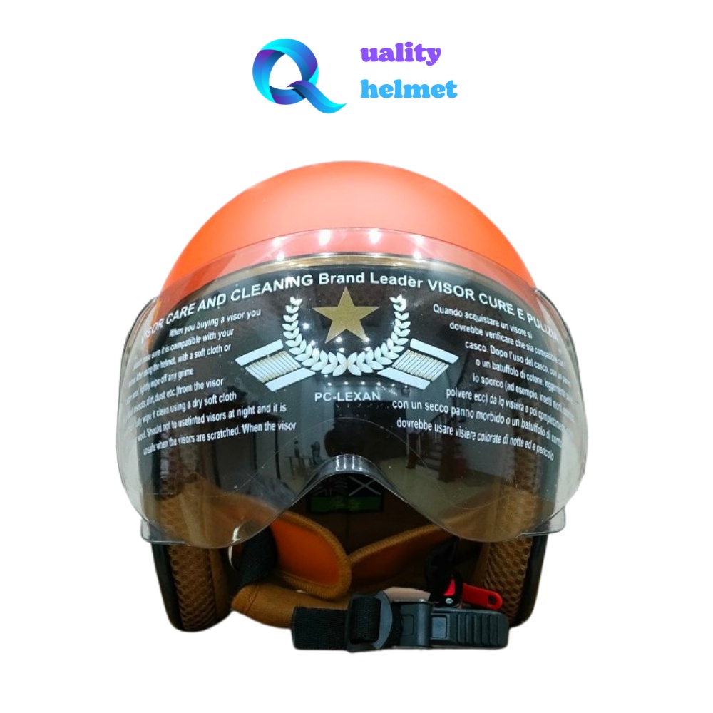 Mũ hảo hiểm 3/4 trùm đầu cao cấp cam có kính hàng chính hãng bảo hành 12 tháng