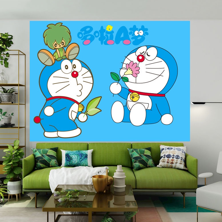Phim hoạt hình Doraemon Jingle Cat Nền Vải Giường ngủ tập thể Trang trí Tường Phòng ngủ Treo Vải Tường Vải Những gì bạn thấy là những gì bạn nhận được