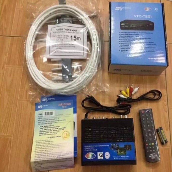 Đầu thu kỹ thuật số mặt đất DVB T2 VTC T201 tặng anten và dây anten, XEM TR UYỀN HÌNH MIỄN PHÍ TRỌN ĐỜI
