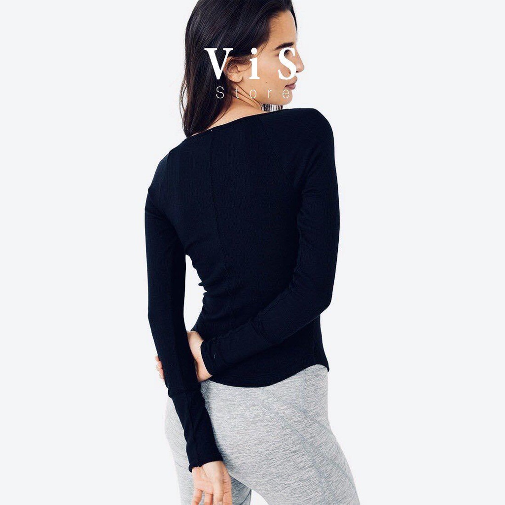 Áo thun gân nữ tay dài ôm body