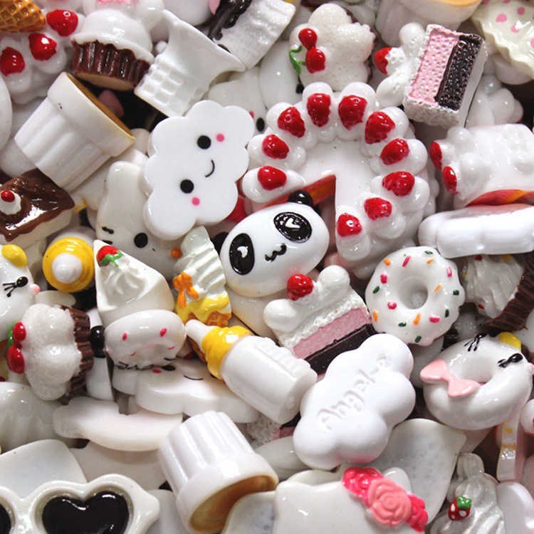 Set 10 charms màu trắng trang trí DIY ốp điện thoại, gương, cặp tóc...