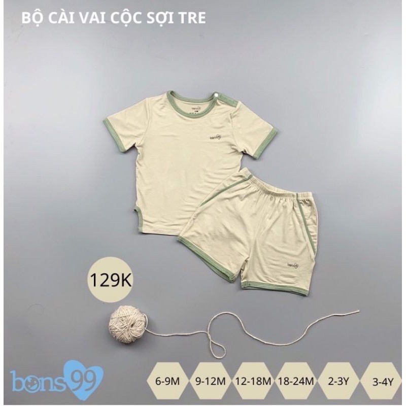 Bộ cộc bamboo cài vai cho bé Bons99 (BB001)