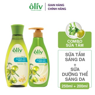 Combo Sữa tắm Ôliv và Sữa dưỡng thể Ôliv dưỡng ẩm mềm mịn 250ml/chai + 200ml/chai