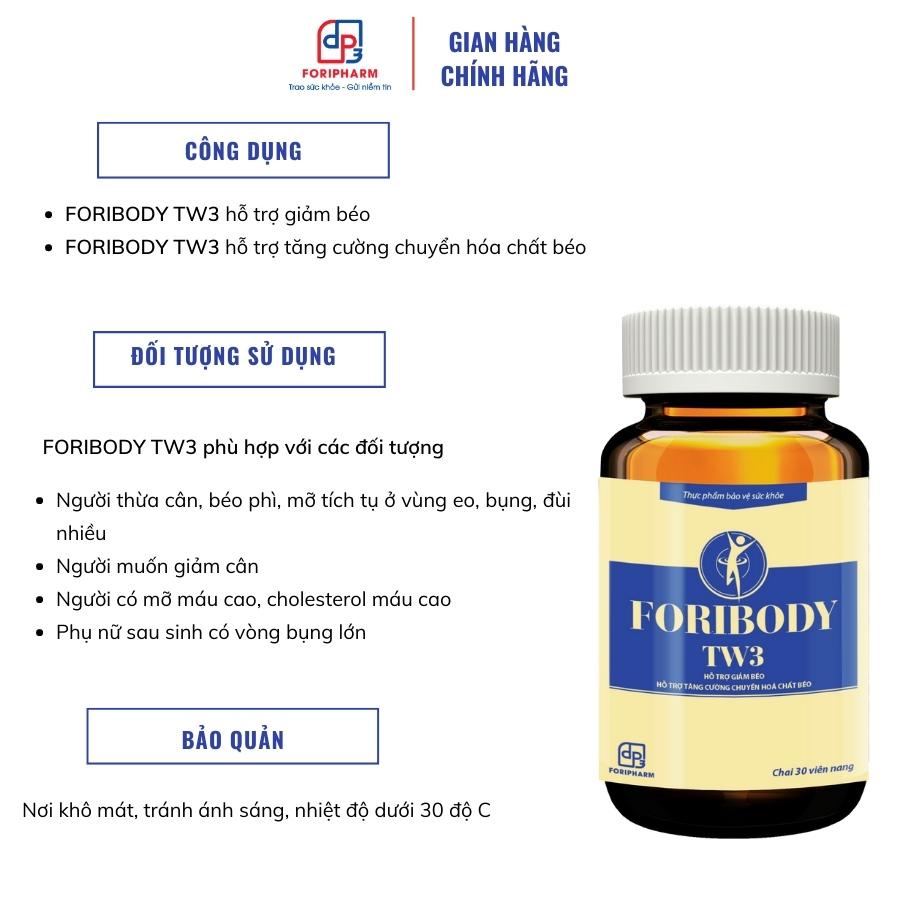FORIBODY TW3 - Hỗ trợ giảm béo và tăng cường chuyển hóa chất béo - Hộp 30 viên - Dược phẩm Trung Ương 3