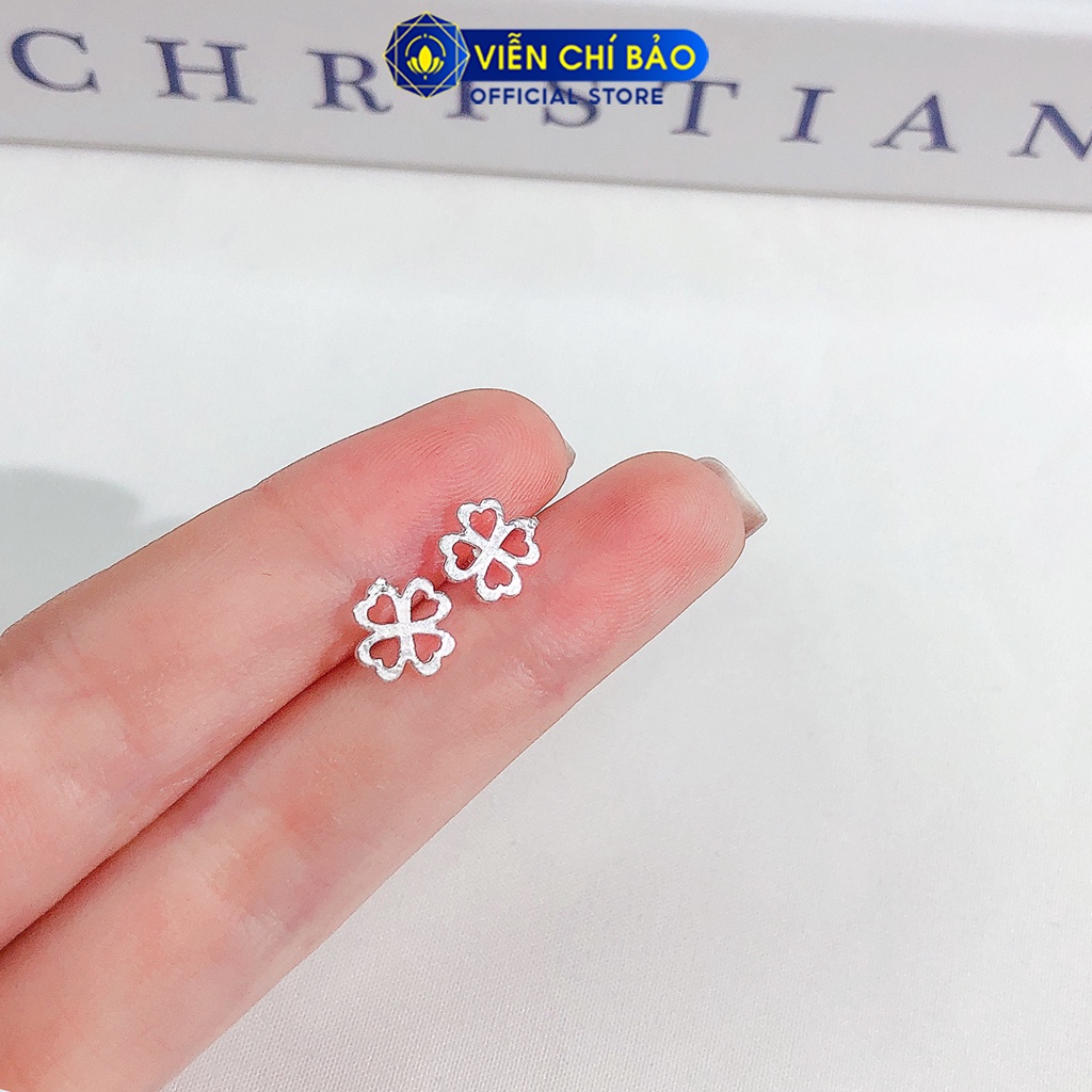 Bông tai bạc nữ hình cỏ 4 lá chất liệu bạc 925 thời trang phụ kiện trang sức nữ thương hiệu Viễn Chí Bảo E011x