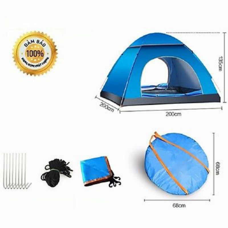 Lều cắm trại tự bung, lều du lịch cho 2-6 người chống mưa chống muỗi gấp gọn tiện lợi, phụ kiện dã ngoại picnic 1,5x2m