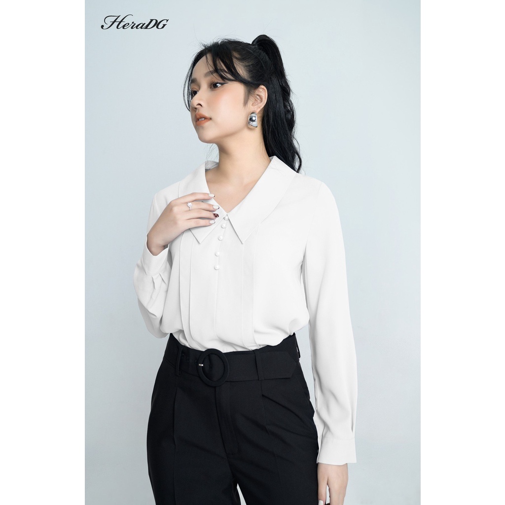 Áo Sơ Mi Nữ Thiết Kế, Cổ Lá, Dài Tay Công Sở HeraDG SAKBA083