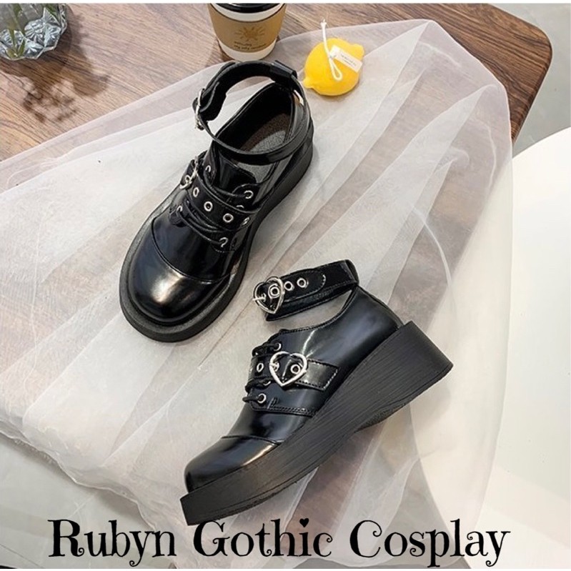 [CÓ SẴN]  Giày Boots Oxford Gothic Khoá Tim cá tính ( Size 35 - 39 )