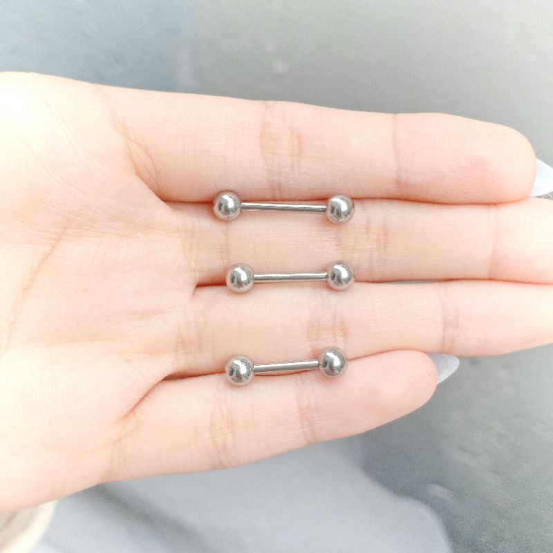 Khuyên lưỡi ngắn 10mm 12mm 14mm - 14G THÉP Y TẾ 316L khuyên lưỡi mini bi 5mm