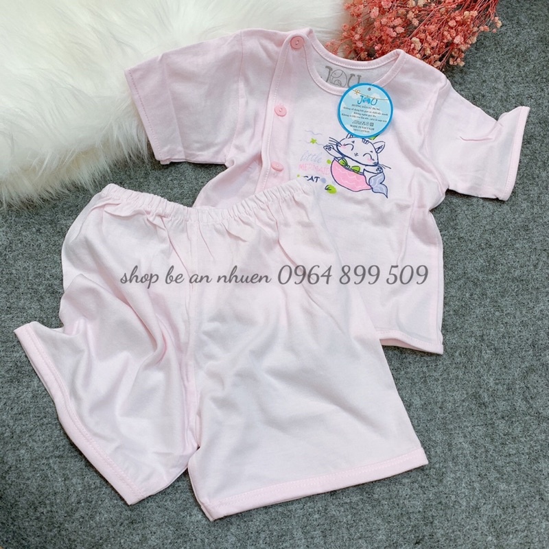 Bộ tay ngắn jou màu cho bé 3-9kg-hàng cotton 100%