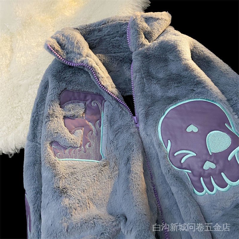 Áo khoác cotton lông cừu phong cách hip hop thời trang thu đông cho nam và nữ