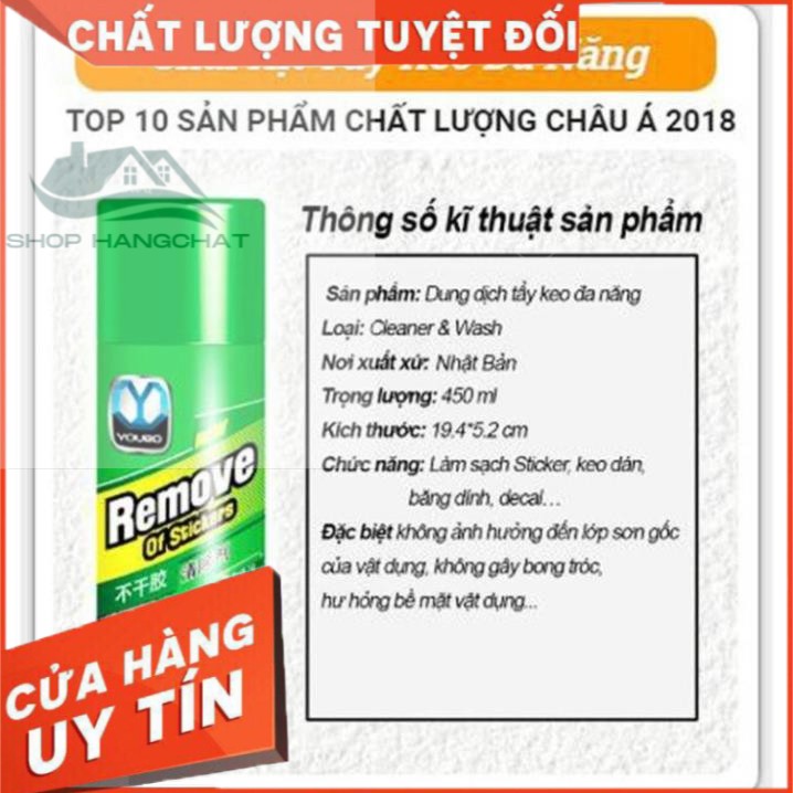 Chai Xịt Tẩy Keo, Nhưa Đường, Băng Dính, Vết Bám Khó Rửa Trên Xe Máy, Ô Tô Remove of sticker 450ml - HC