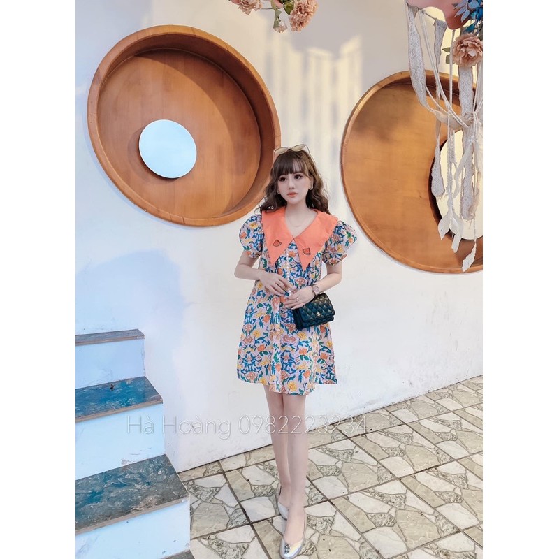 [Siêu Hot] Váy Hoa Phối Cổ Dáng Suông Tay Phồng, Đầm Hoa Nhí Tay Phồng Siêu Xinh (Có Ảnh Thật Kèm Video) | BigBuy360 - bigbuy360.vn