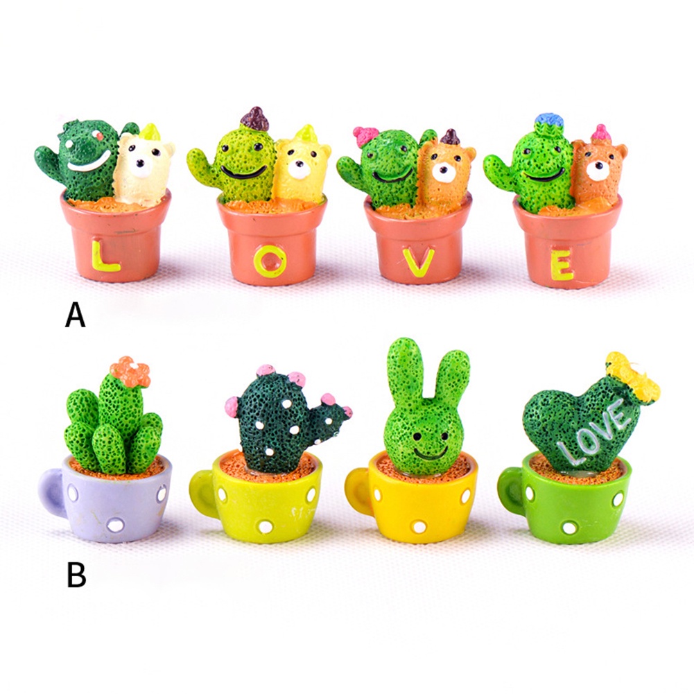 Set 2 chậu cây xương rồng giả mini trang trí bàn làm việc dễ thương
