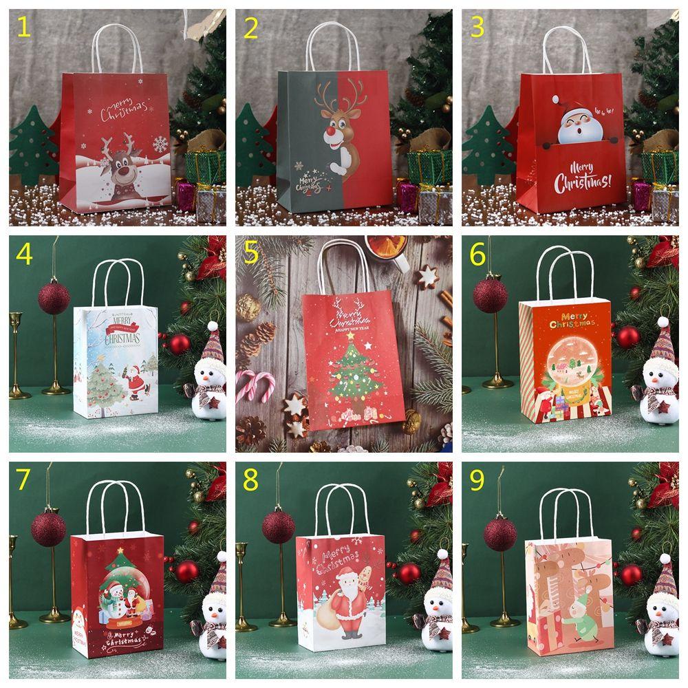 LAKAMIER Set 1 / 10 Túi Đựng Kẹo Giáng Sinh Có Tay Cầm