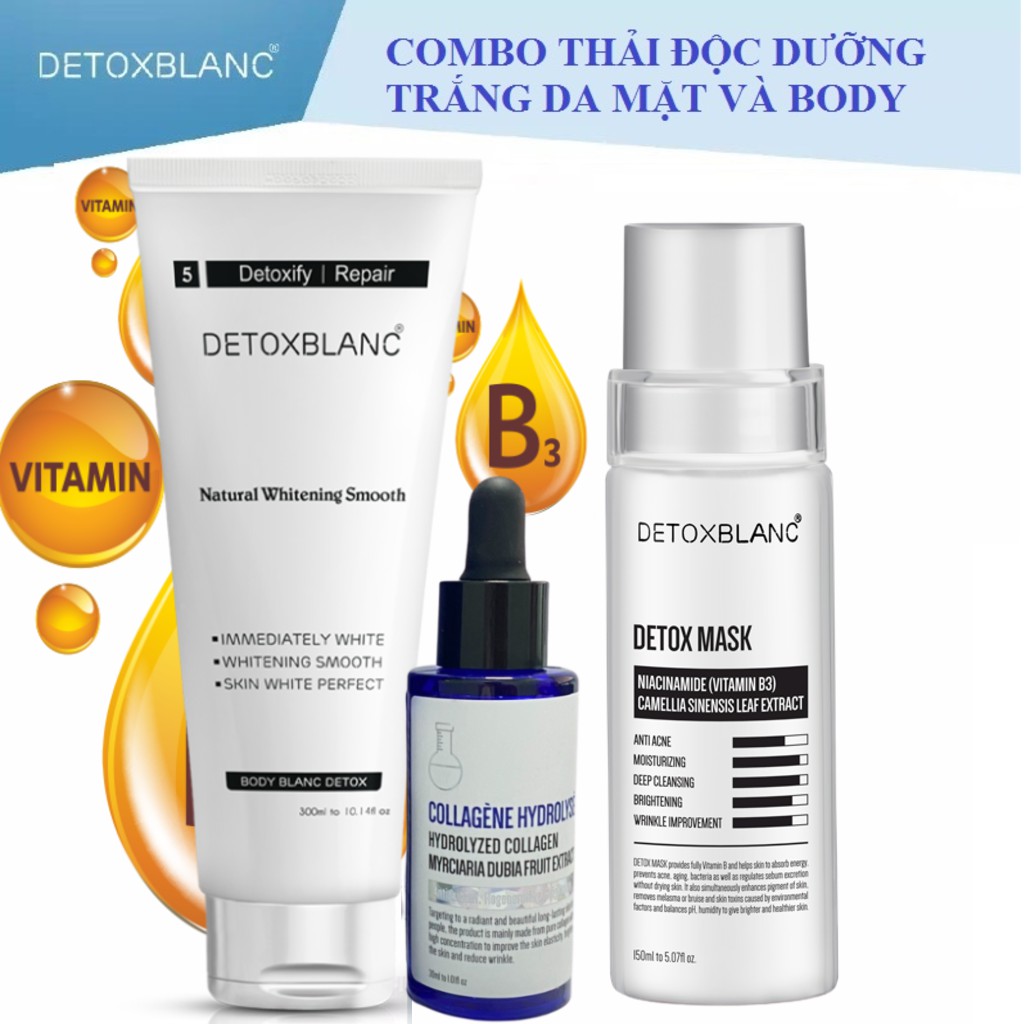 🔥🔥🔥Combo thải độc trăng da detox bath+detox mask+serum collagen  detox blanc🔥🔥🔥 Detox Blanc [FREESHI