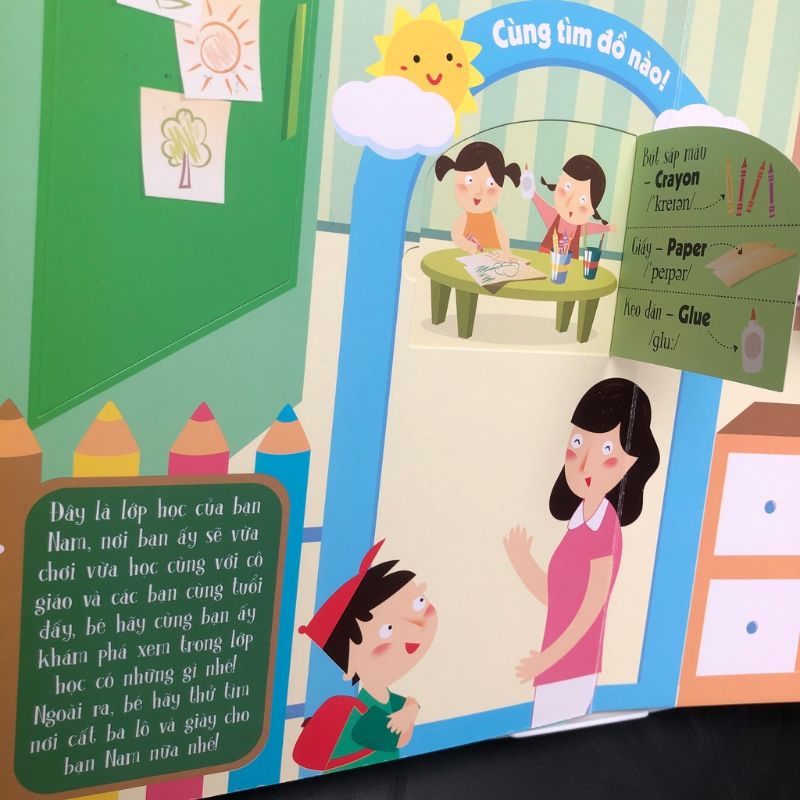 Sách - Lift-The-Flap- Lật Mở Khám Phá - At The Nursery School - Ở Nhà Trẻ