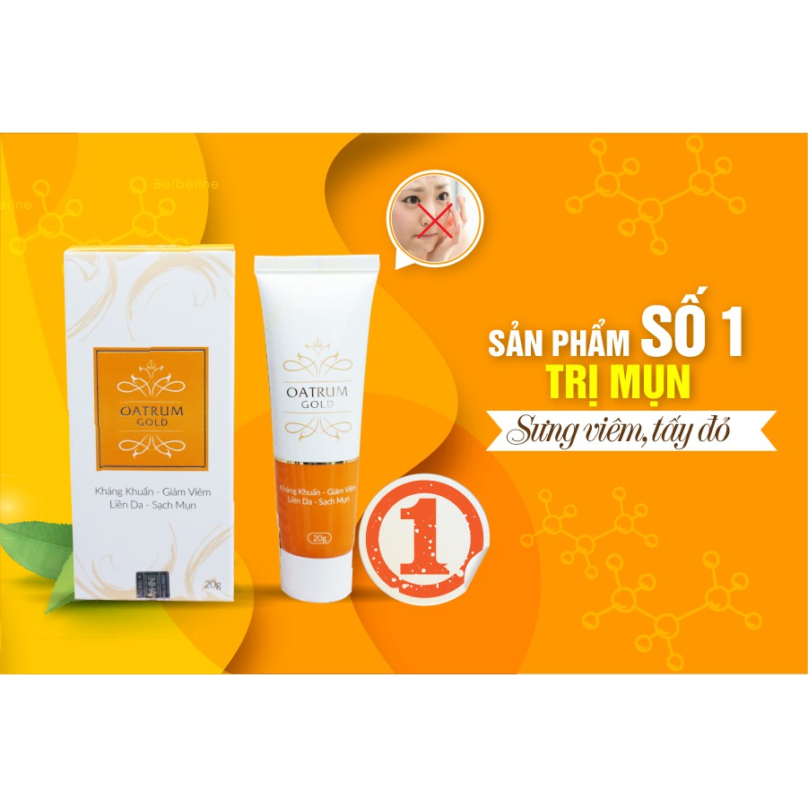 Gel ngừa mụn Oatrum Gold - Giúp giảm mụn viêm, mụn sưng đỏ, làm dịu nhẹ da, sạch da
