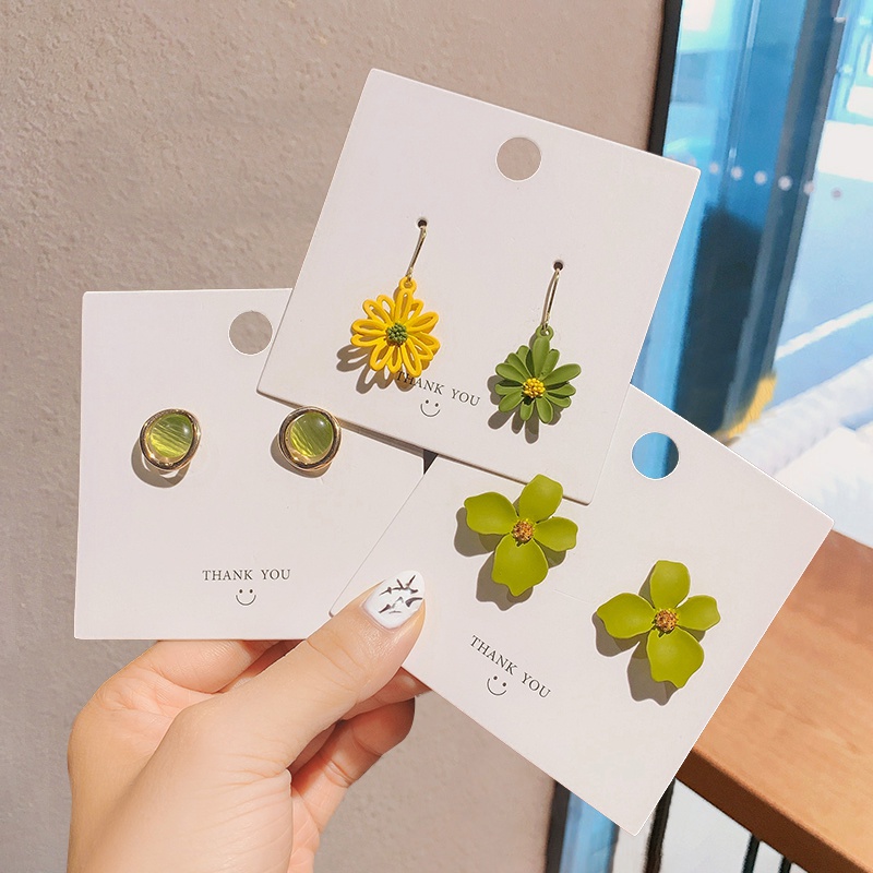 MOCHASHUĐôi khuyên tai MOCHASHU thiết kế mặt nhiều kiểu dáng tùy chọn phong cách Hàn Quốc thời trang