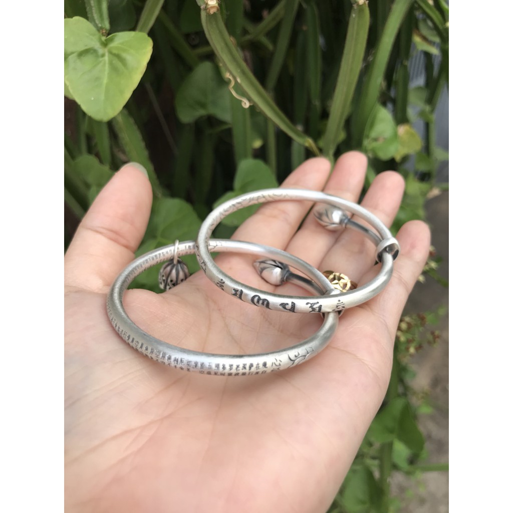 Vòng tay bạc Bạch Liên, lắc tay hoa sen freesize mix cham đài sen