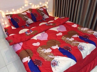 Set ga gối chăn phao polly cotton