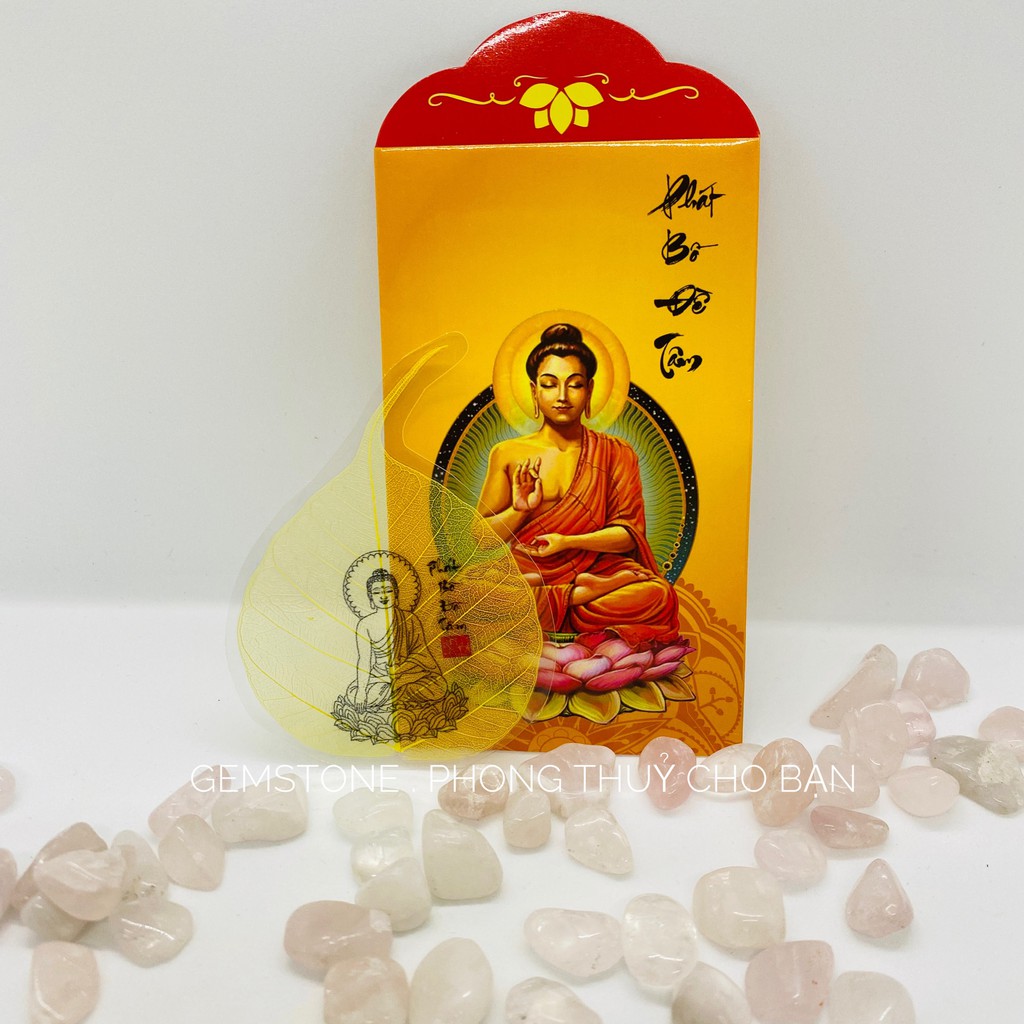 Lá Bồ Đề In Hình Phật Cầu May Mắn Bình An