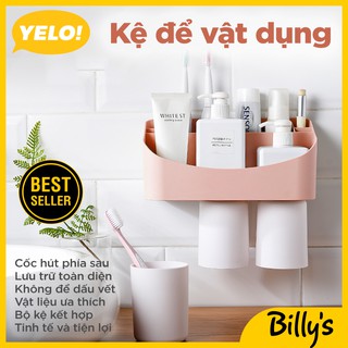 Billy's YELO！Bộ kệ để ly súc miệng bằng cốc hút; Đồ gia dụng để ly súc miệng; Kệ để vật dụng