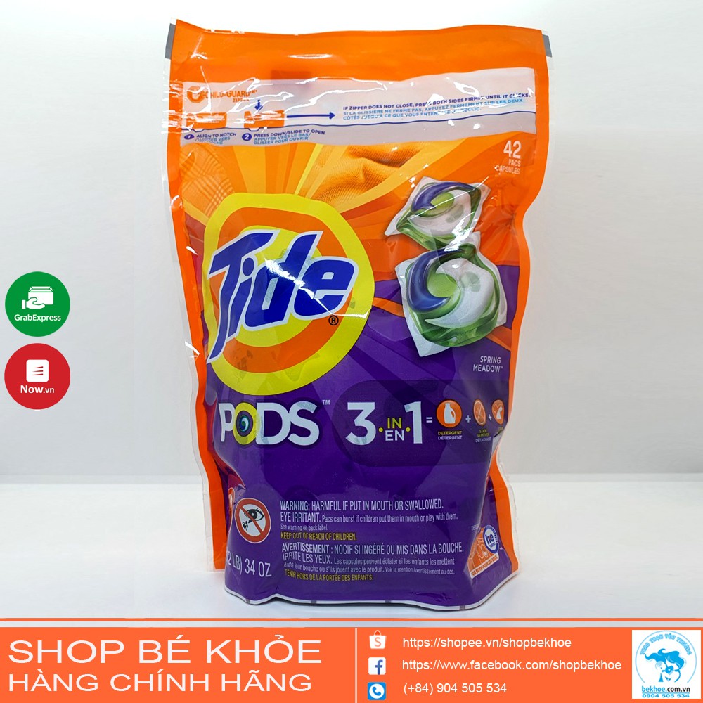 Viên giặt Tide pods 3 in 1 của Mỹ (bịch 42 viên)