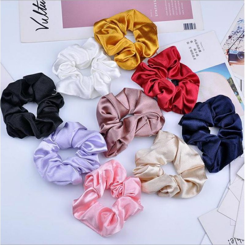 [Ảnh thật]CỘT TÓC VẢI SCRUNCHIES LỤA SATIN TÔNG XANH BIỂN SANG TRỌNG-THỜI TRANG HÀN QUỐC NỮ PHỤ KIỆN GIÁ RẺ ĐẸP