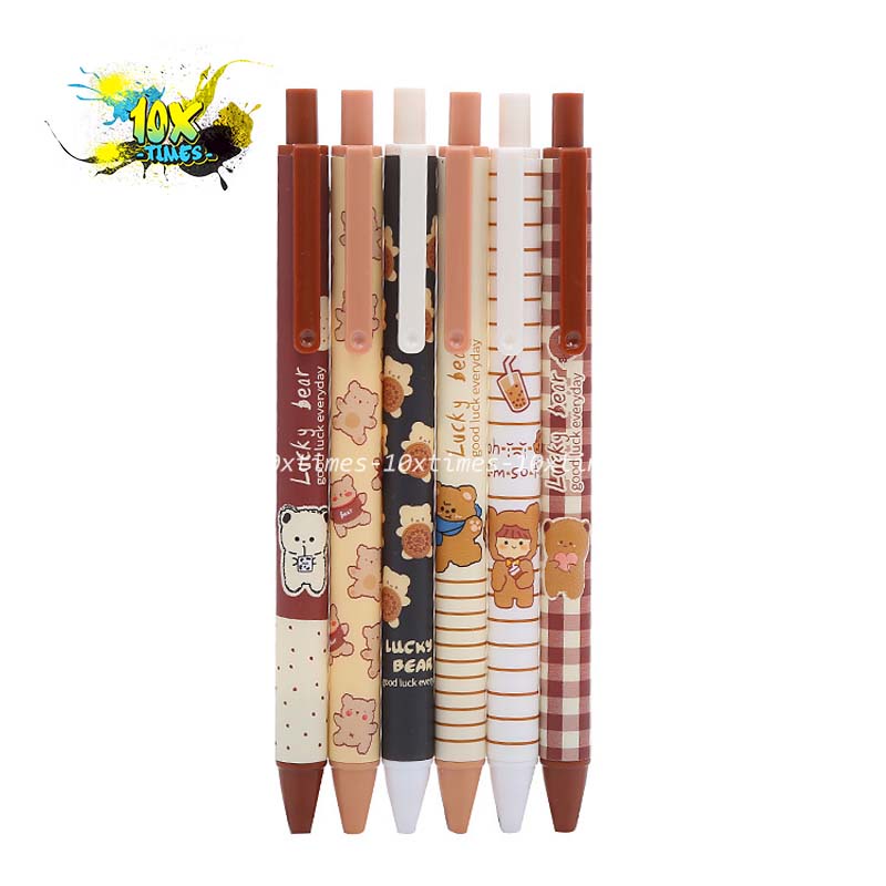 Bút gel bấm dễ thương gấu vintage xinh xắn ngòi 0,5 mm mực đen dùng dể viết bài, trang trí, quà tặng sinh nhật bạn gái